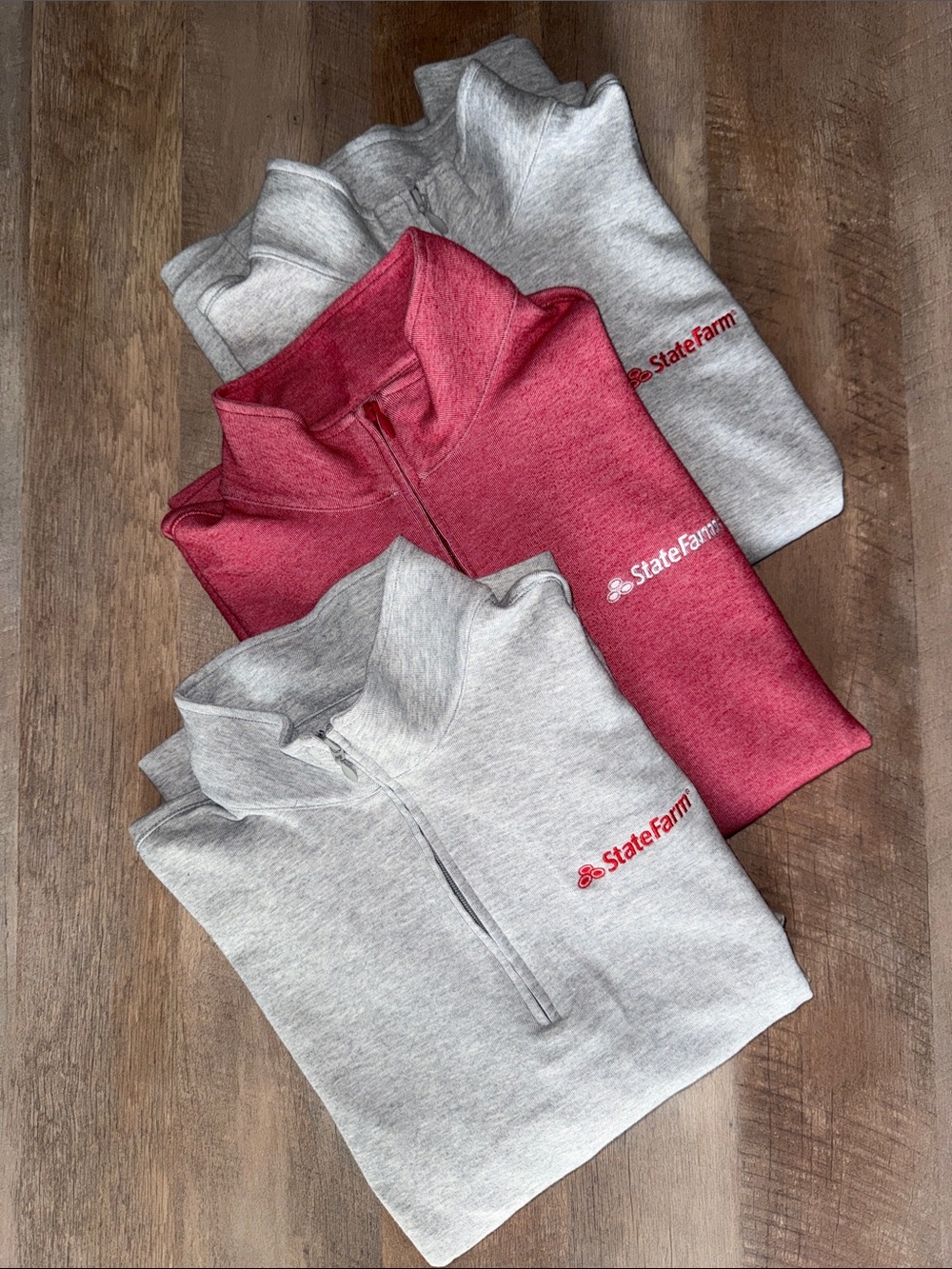 State Farm Men’s Bundle Large Quarter-Zips - Gray & Red
